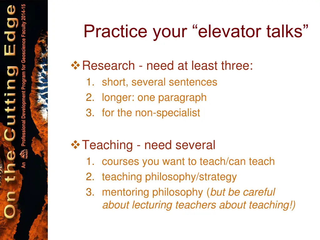 practice your elevator talks