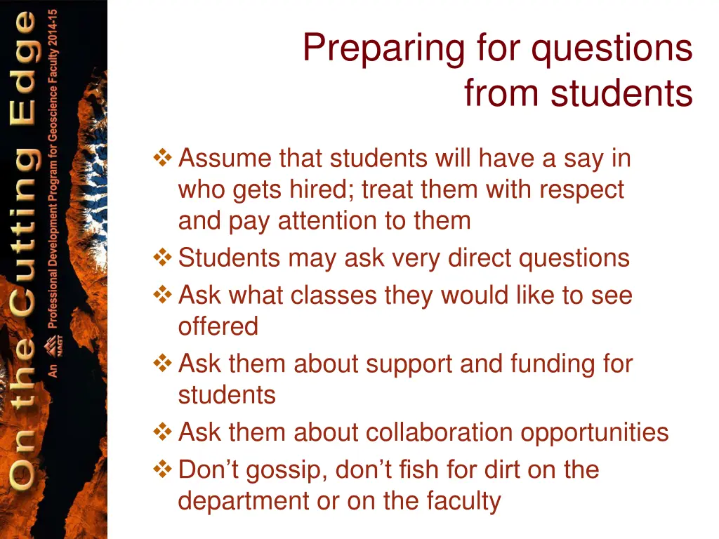 preparing for questions from students