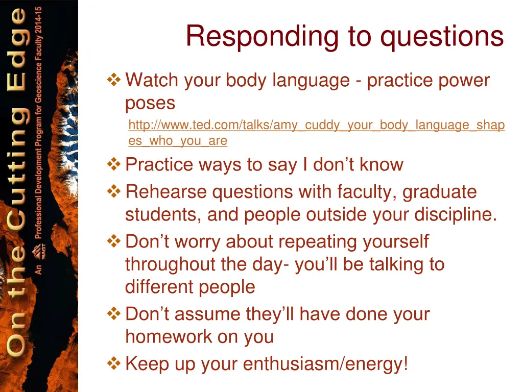 responding to questions 1