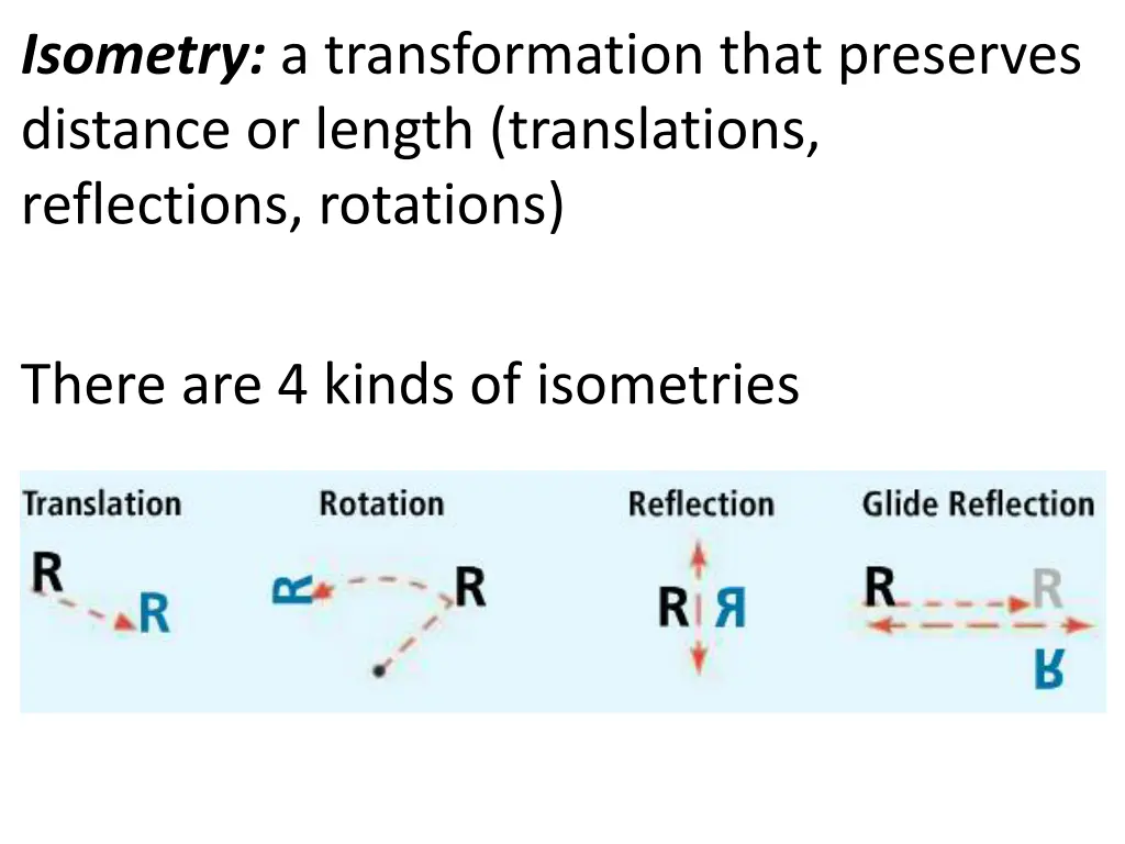 isometry a transformation that preserves distance