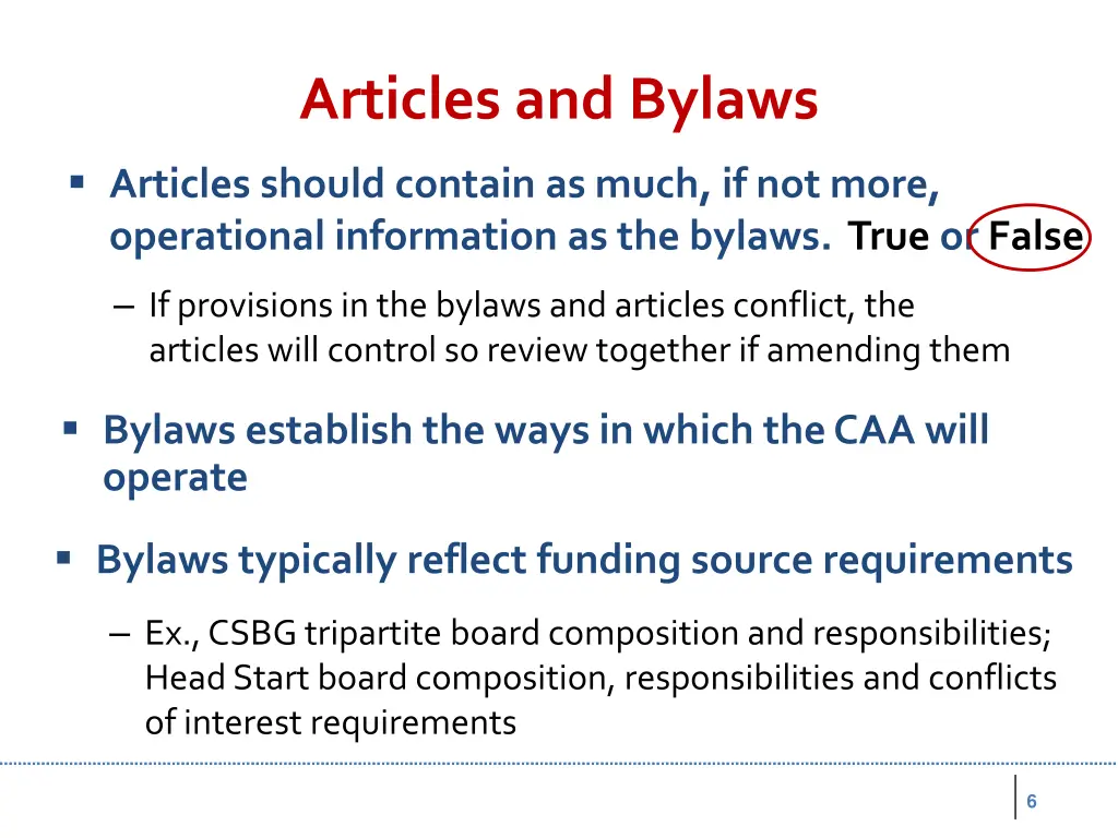 articles and bylaws
