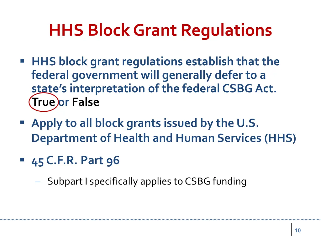 hhs block grant regulations