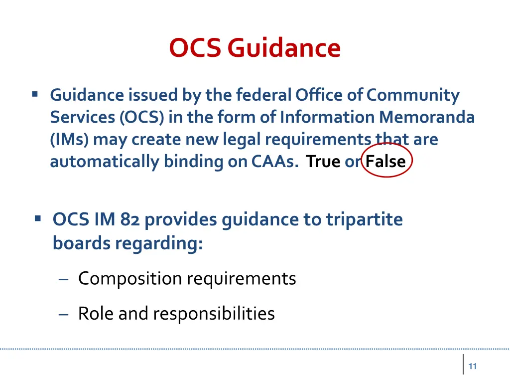 ocs guidance