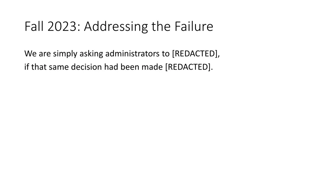 fall 2023 addressing the failure 2