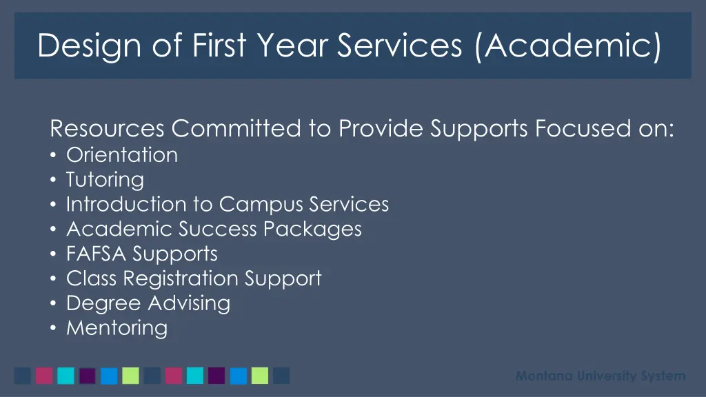 design of first year services academic