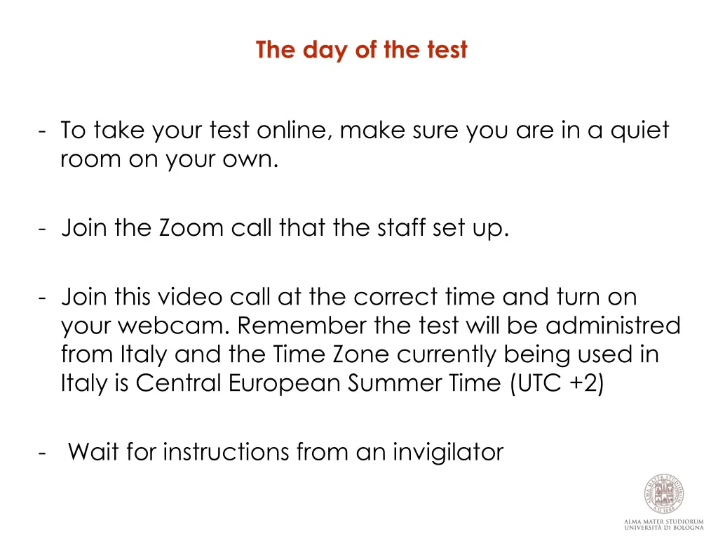 the day of the test