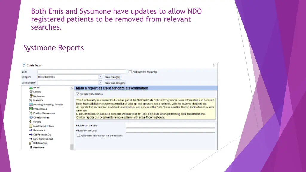 both emis and systmone have updates to allow