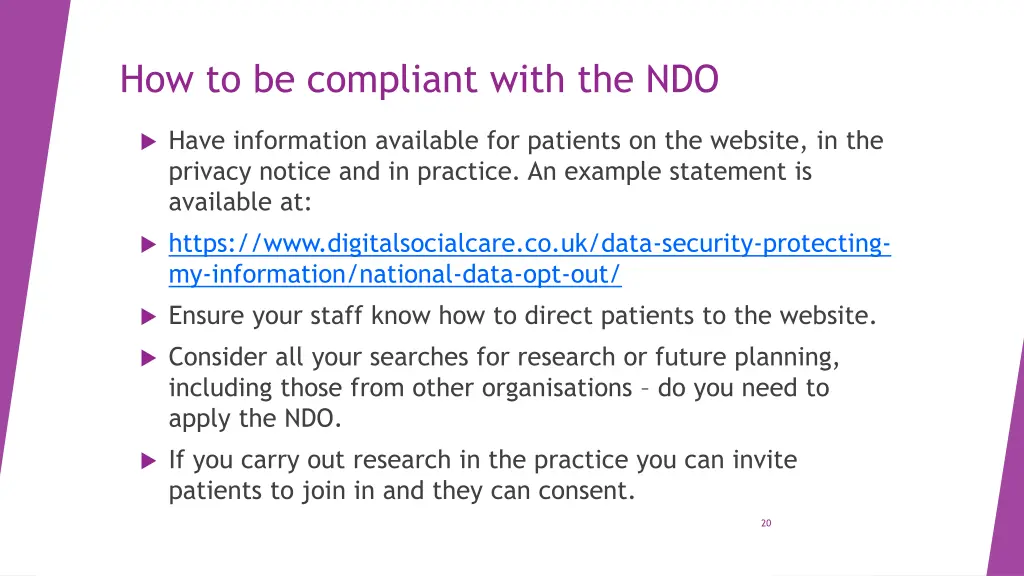 how to be compliant with the ndo
