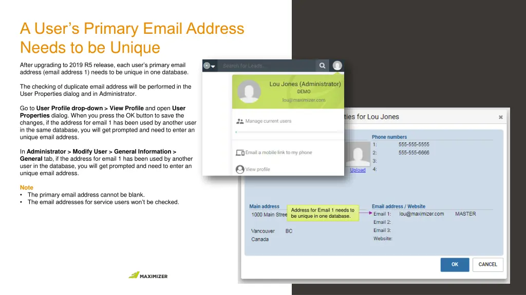 a user s primary email address needs to be unique