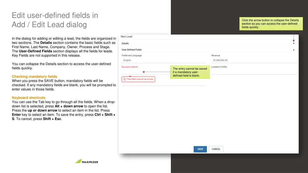 edit user defined fields in add edit lead dialog