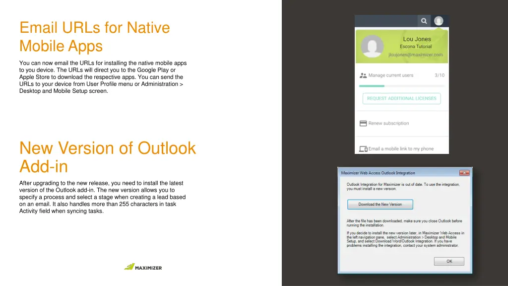 email urls for native mobile apps