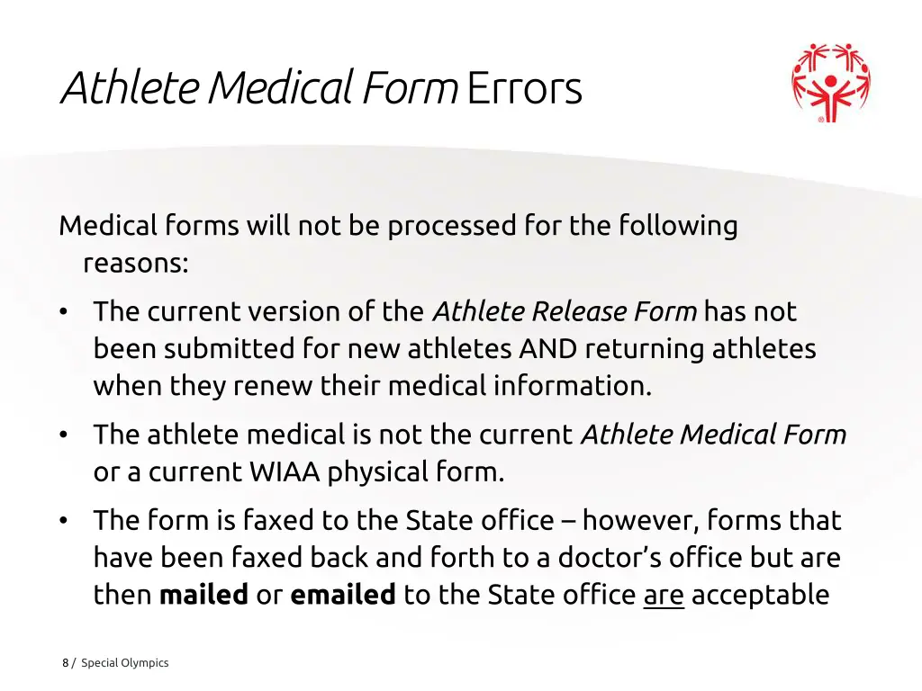 athlete medical form errors