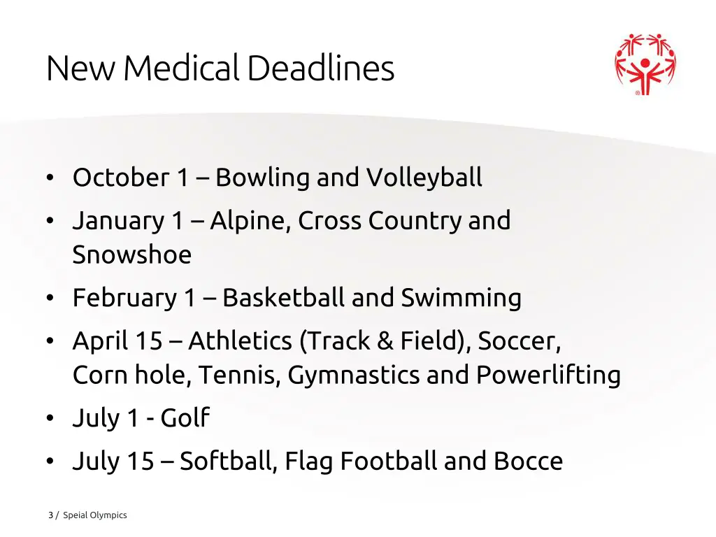 new medical deadlines