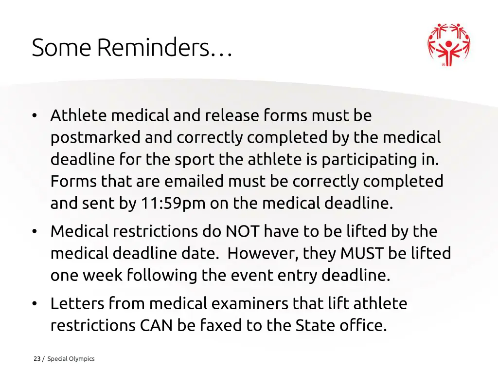 some reminders