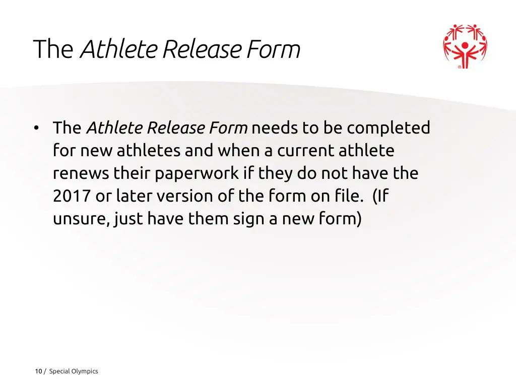 the athlete release form