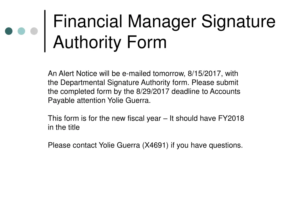 financial manager signature authority form