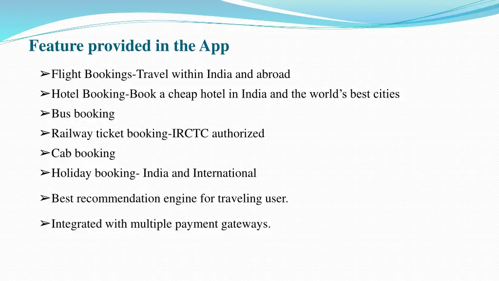 feature provided in the app