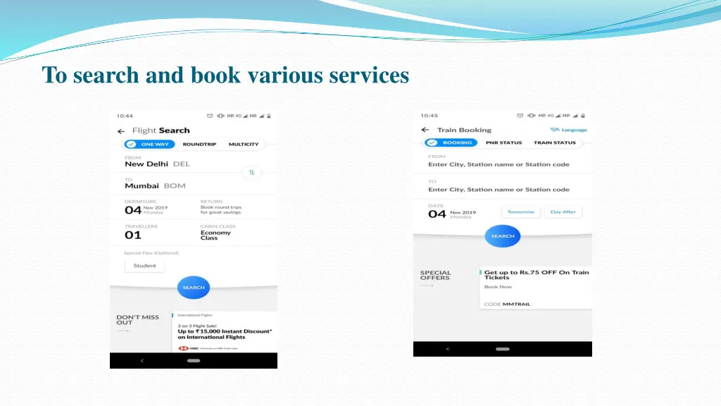 to search and book various services