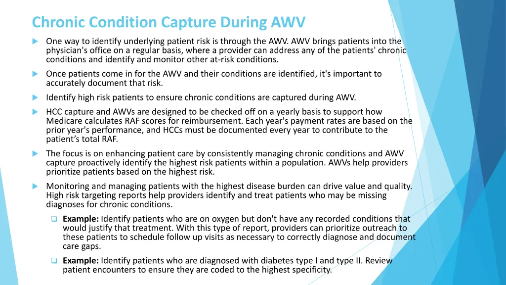 chronic condition capture during awv