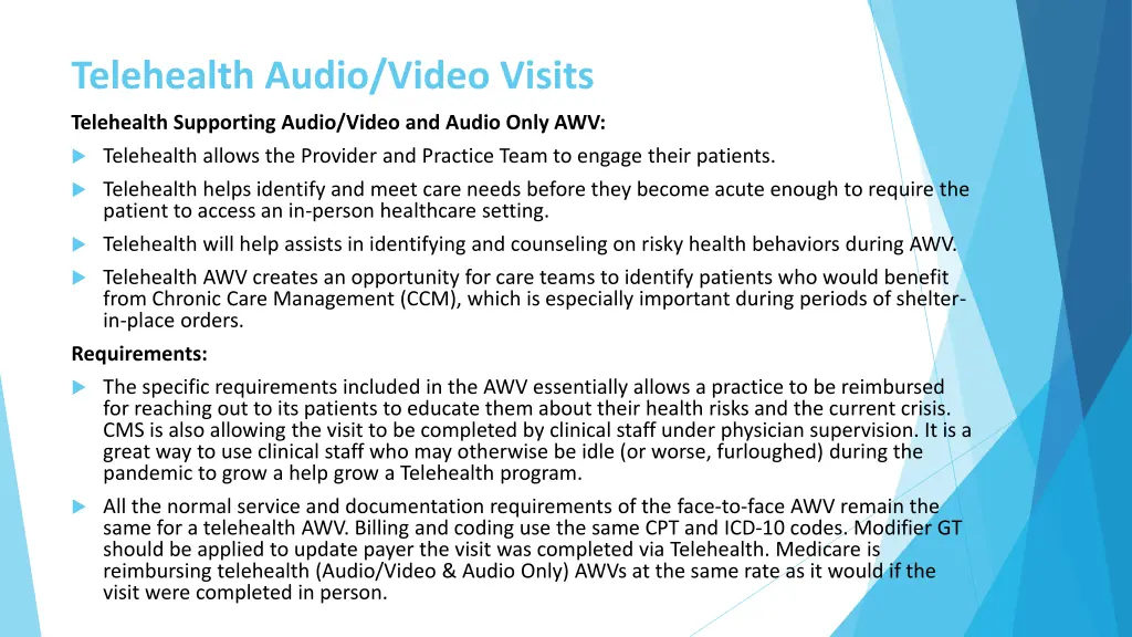telehealth audio video visits