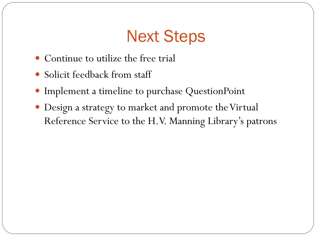 next steps