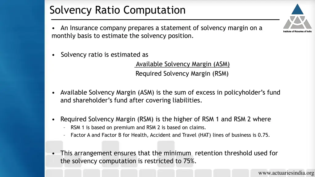 solvency ratio computation