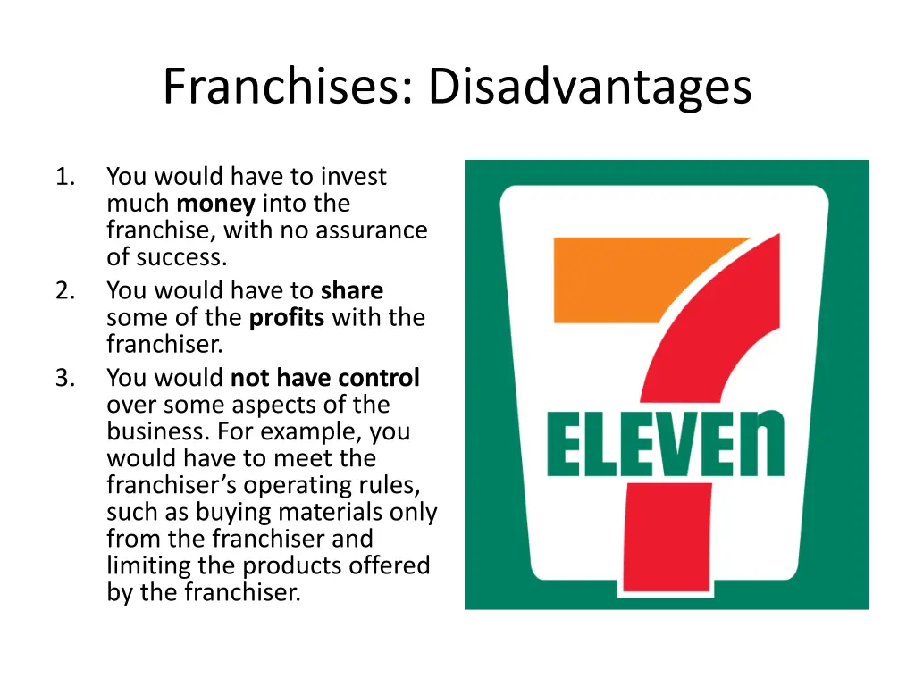 franchises disadvantages