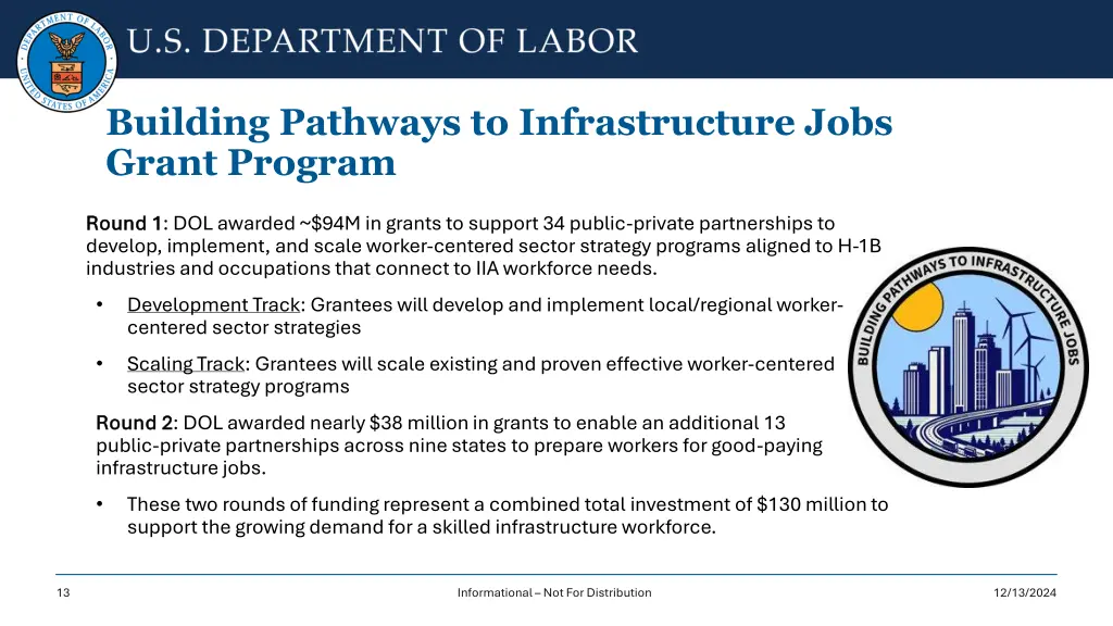 building pathways to infrastructure jobs grant