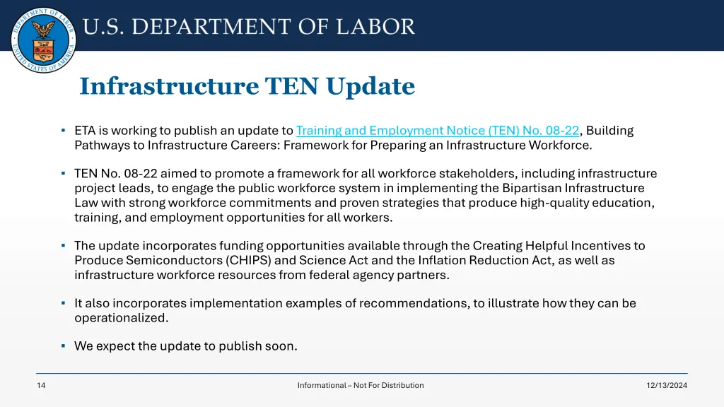 infrastructure ten update