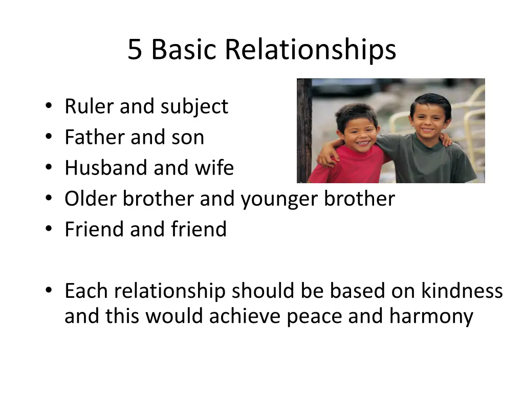 5 basic relationships