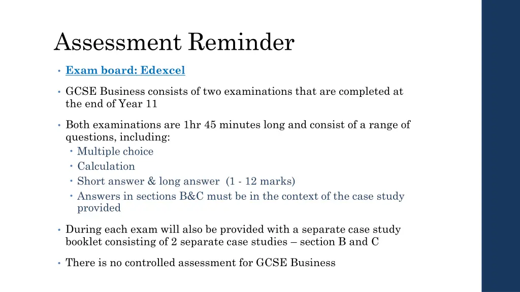assessment reminder