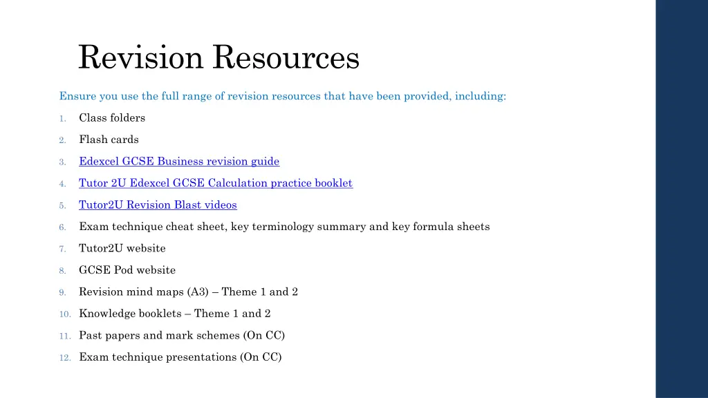 revision resources
