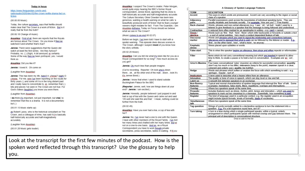 look at the transcript for the first few minutes