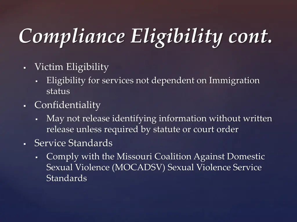 compliance eligibility cont 1