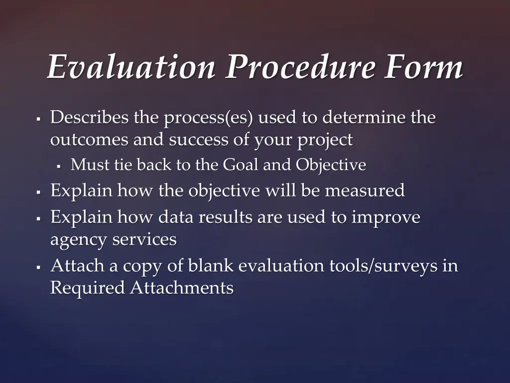 evaluation procedure form