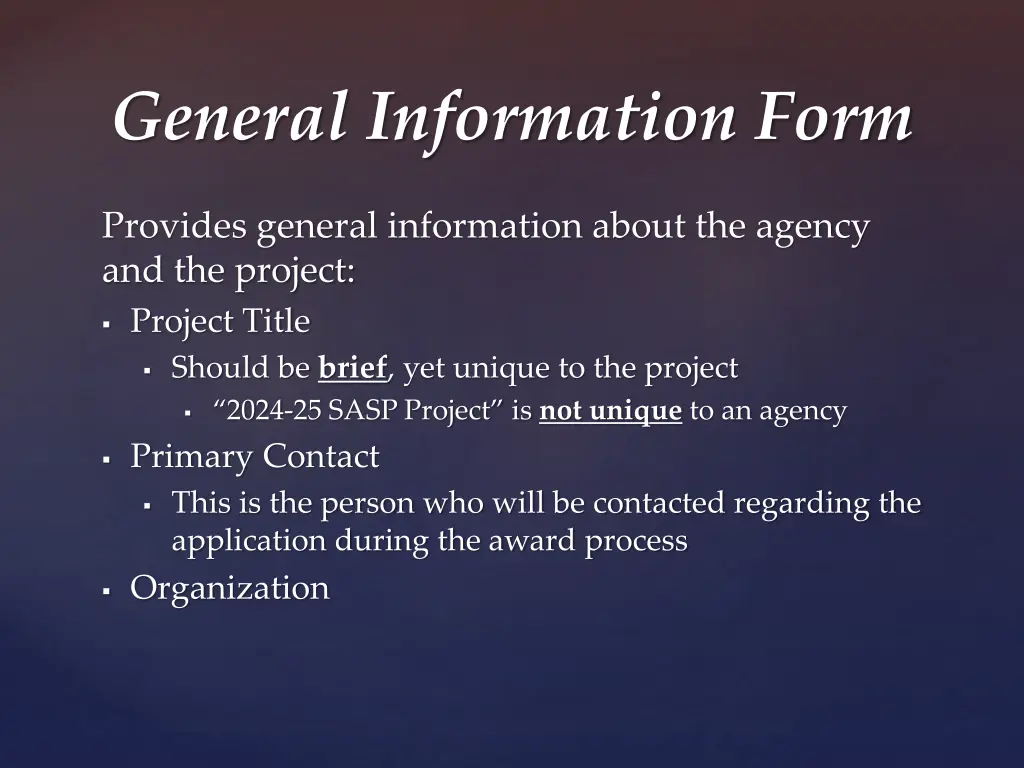 general information form