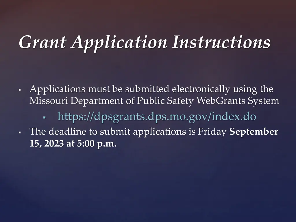grant application instructions