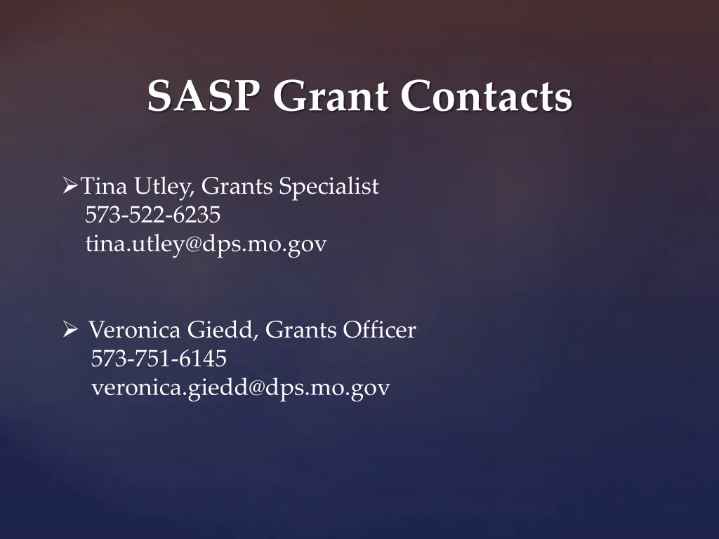 sasp grant contacts