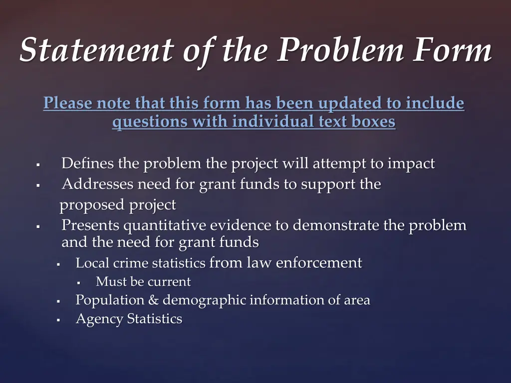 statement of the problem form