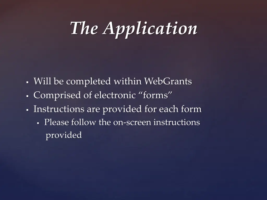 the application