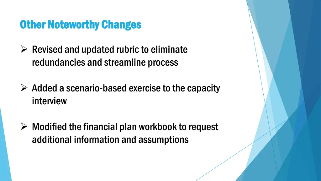 other noteworthy changes other noteworthy changes