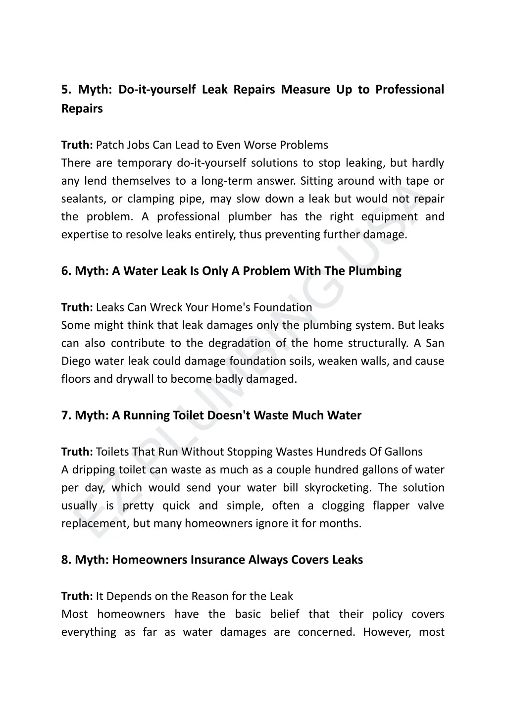 5 myth do it yourself leak repairs measure
