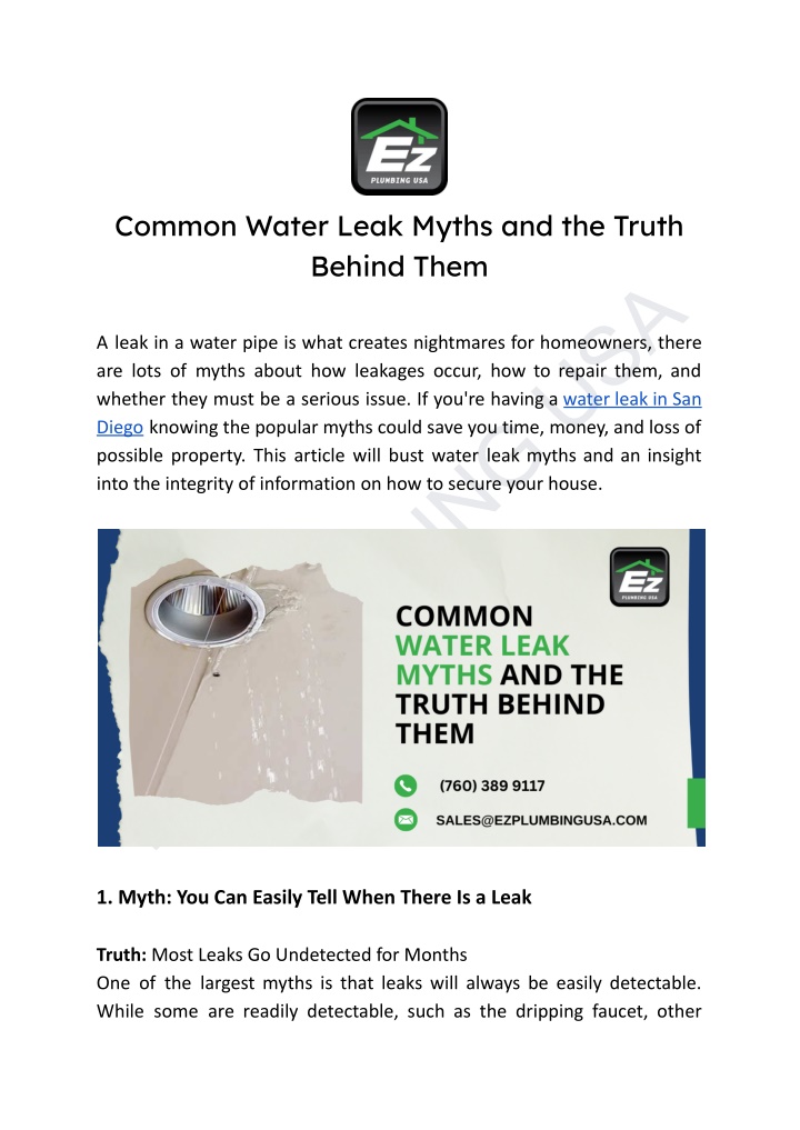 common water leak myths and the truth behind them