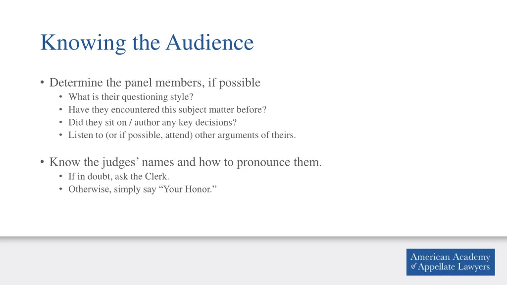 knowing the audience