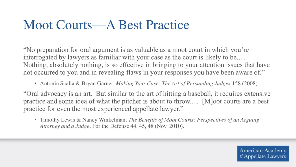 moot courts a best practice