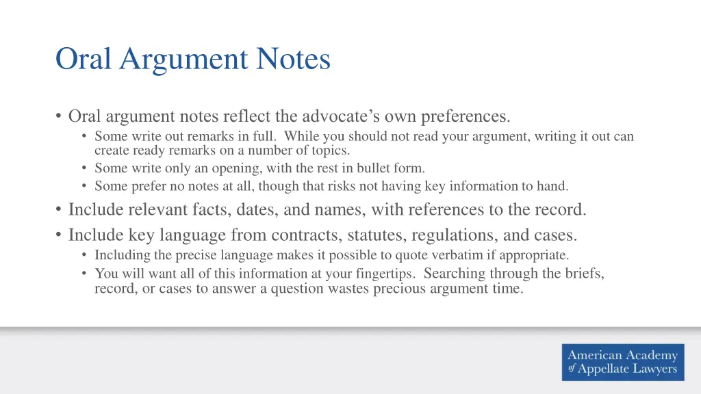 oral argument notes