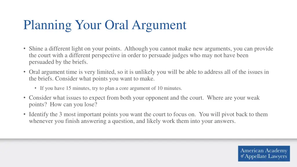 planning your oral argument