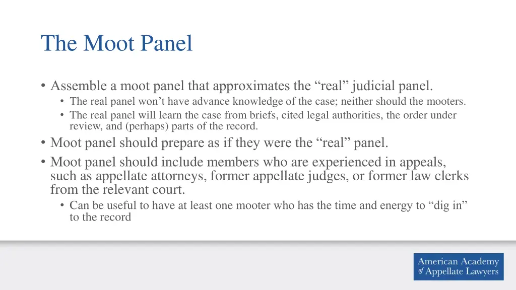 the moot panel