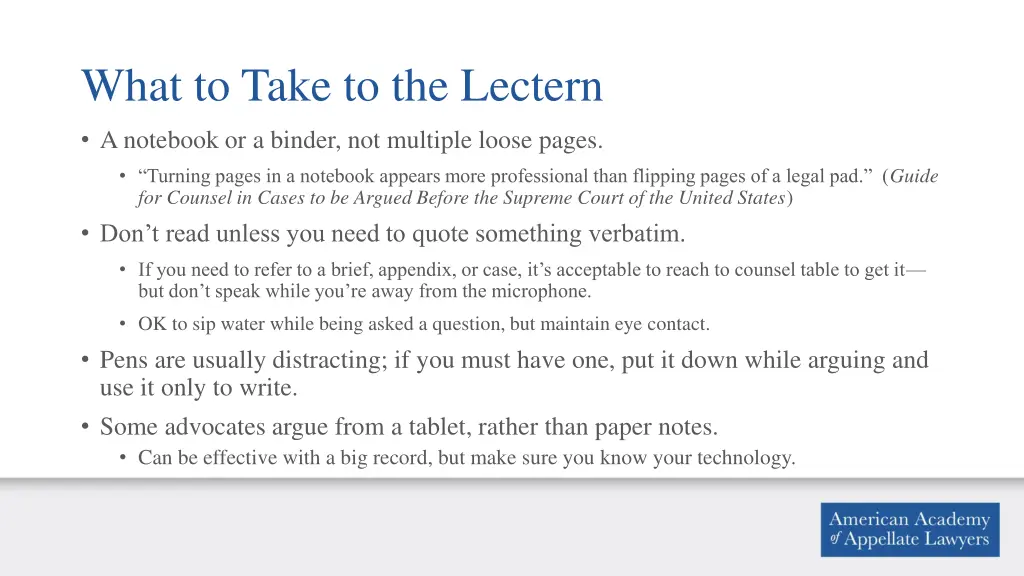 what to take to the lectern