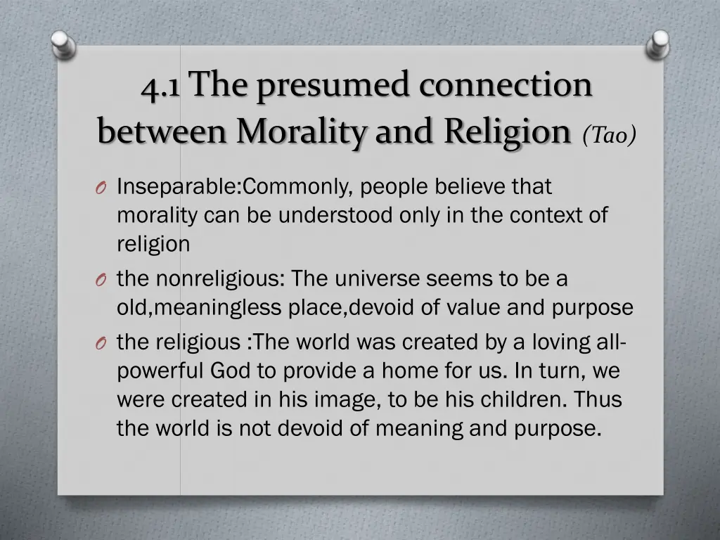 4 1 the presumed connection between morality